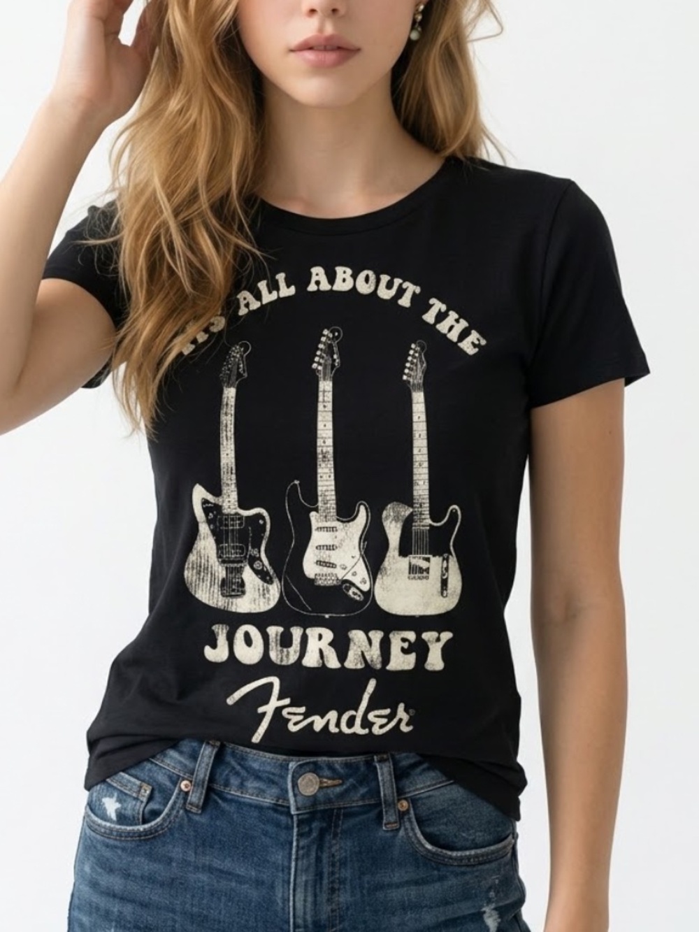 FENDER • NWT It’s All About The Journey Guitar Graphic Tee Black Women Small
